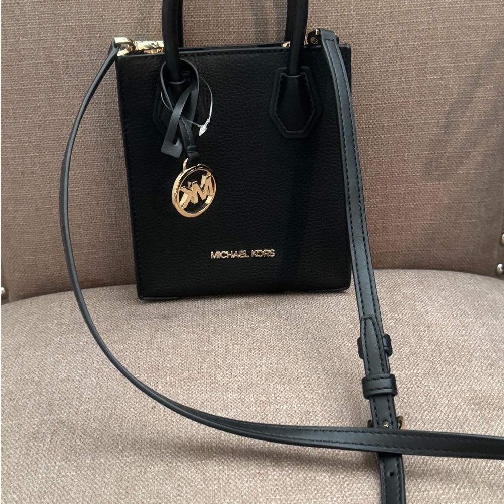 Michael Kors Black Mini Bag with Gold Accents